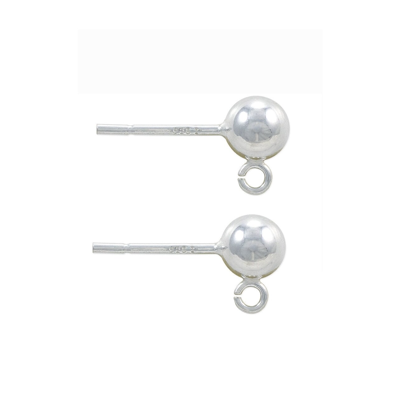 JewelrySupply Sterling Silver 5mm Ball Post Earrings with Open Ring (1 Pair of Sterling Silver Earrings)